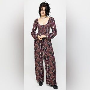Disturbia Hemlock Smocked Long Sleeve Jumpsuit (US Size 10)